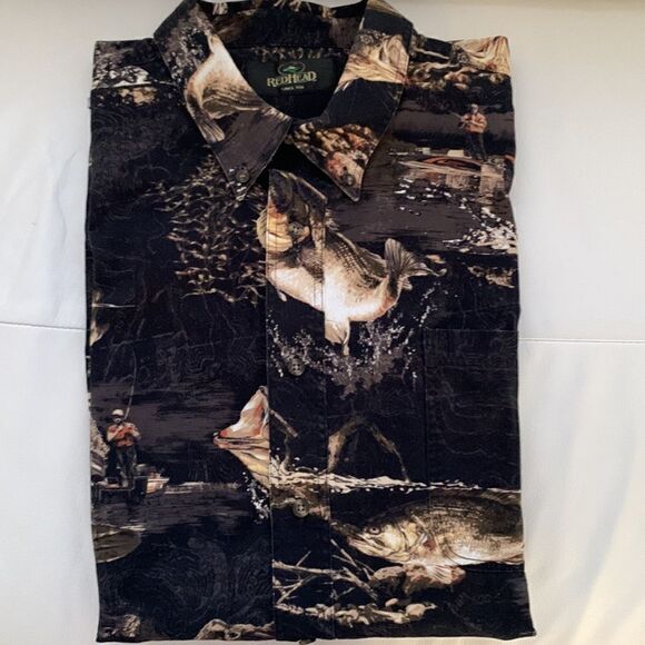 RedHead Men’s Fish Print Short Sleeves Shirt Size XXL - Picture 3 of 8